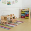 Kids Solid Wood Table and 2 Chair Set with Storage Desk and Chair Set for Children Toddler Activity Table (Solid Wood/Natural) 4