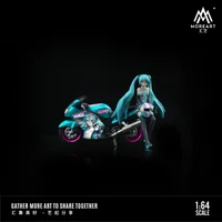 TimeMicro&MoreArt 1:64 Blue anime beauty motorcycle doll resin set 2