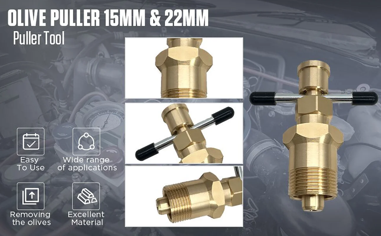 Специальный инструмент MRCARTOOL для автомобиля, прочный фитинг для труб из твердой латуни и меди, 15 мм и 22 мм, съемник для удаления оливы, инструмент для сантехники с высокой твердостью