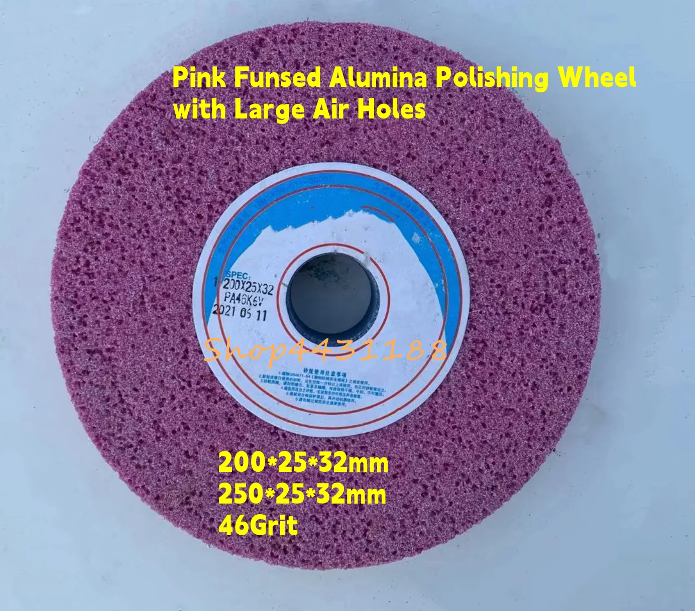 2002532mm46gritPinkCorundumPolishingWheelwithLargerAirHoles