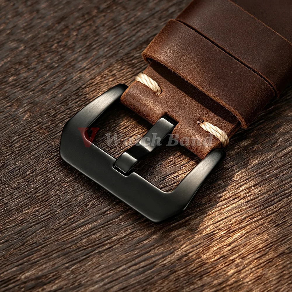 Dark Brown Genuine Leather Men's Wrist Bracelet with Universal Stitching Strap
