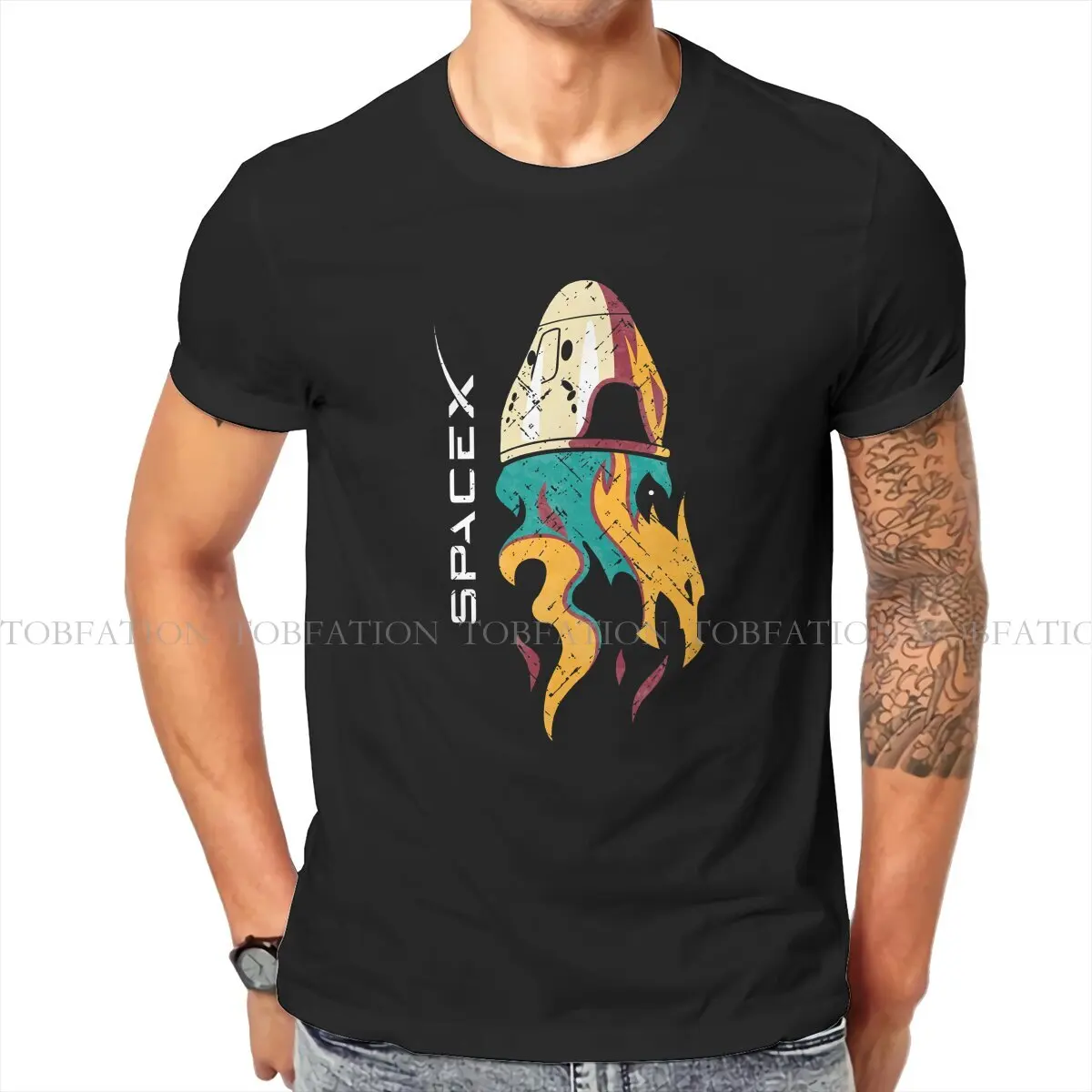 

Spacex Crew Dragon TShirt For Men Russian USSR CCCP Camisetas Style T Shirt Soft Print Fluffy
