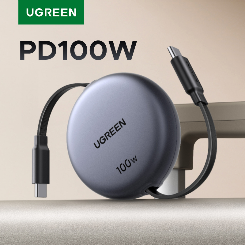 UGREEN Retractable PD 100W USB C to USB C Cable for iPhone 17 16 15 iPad MacBook Fast Charging Data Cord Type C Charger Cable