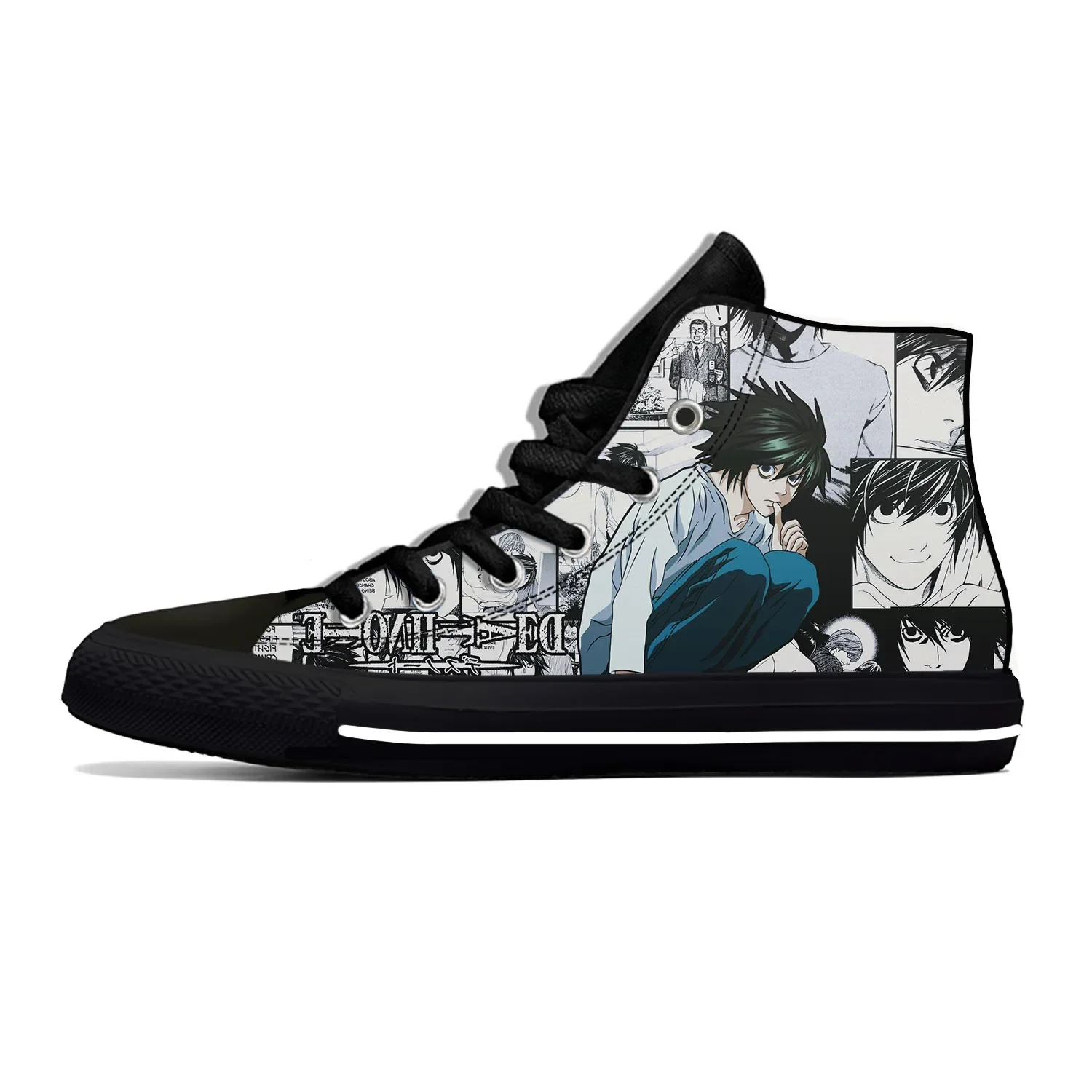 Japanese Anime Manga Cartoon Death Note L Lawliet Casual Cloth Shoes High Top Lightweight Breathable 3D Print Men Women Sneakers