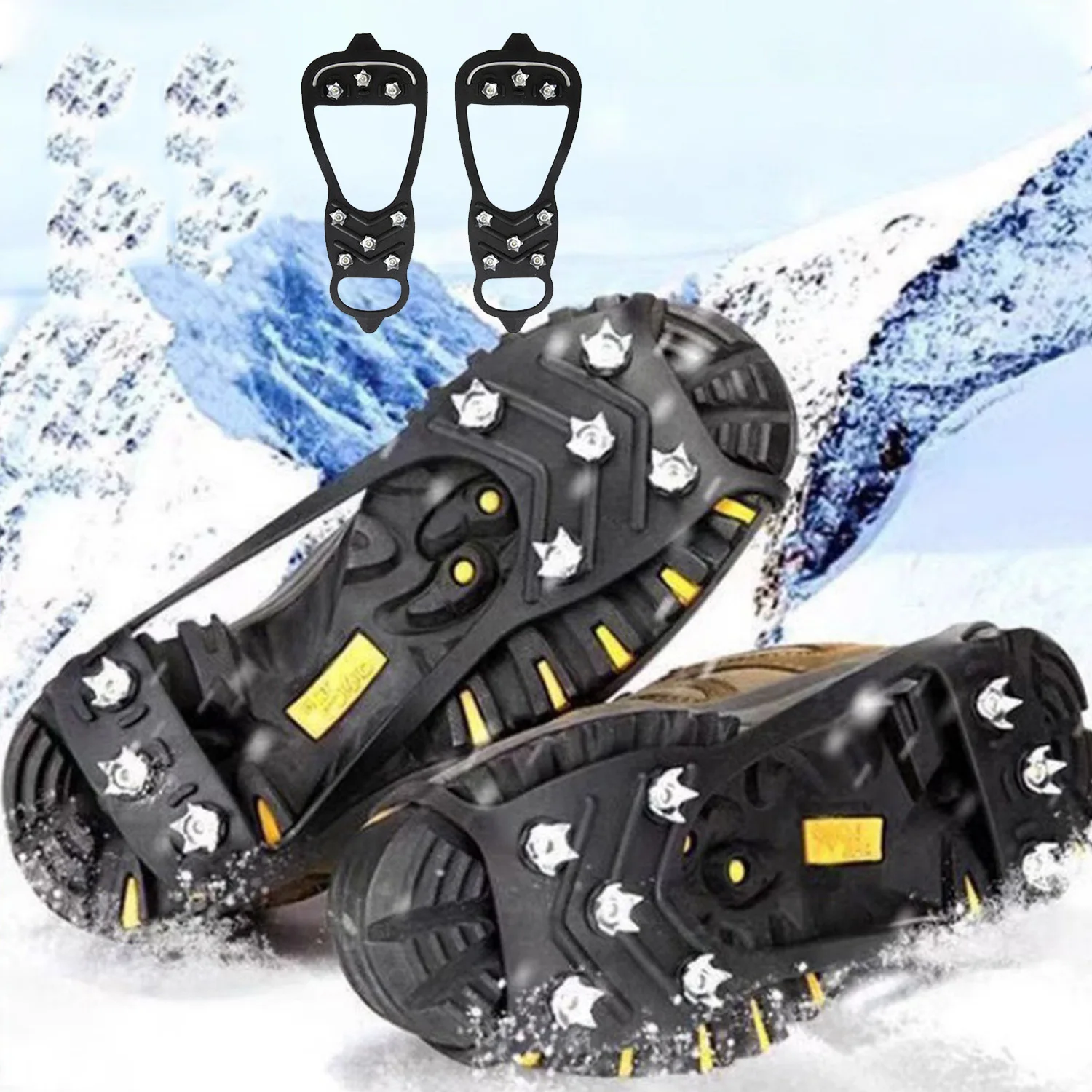 

2pcs 8 Teeth Ice Gripper Spike for Shoes Winter Anti-Slip Hiking Mountain Climbing Ice Snow Crampons Anti-slip Shoe Covers