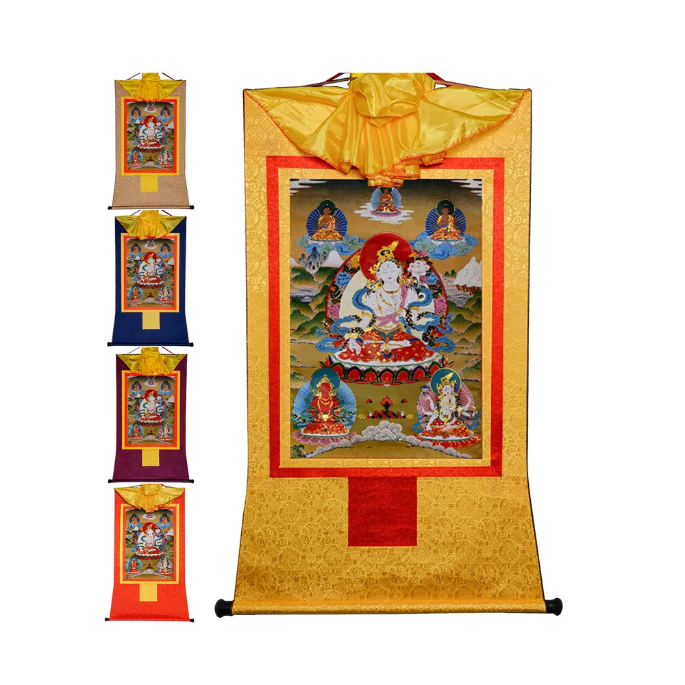 

Gandhanra Bronzing Printed Thangka Art - White Tara Thangka,Sitatara,Jetsun Dolma,Hand Framed Tibetan Buddhist Thangka