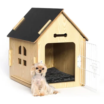 Doghouse Comfortable Wooden Design Dog House for Dogs Small Indoor Bed Room Dog Cave With Vents and Raised Floor for Warmth Cage 6