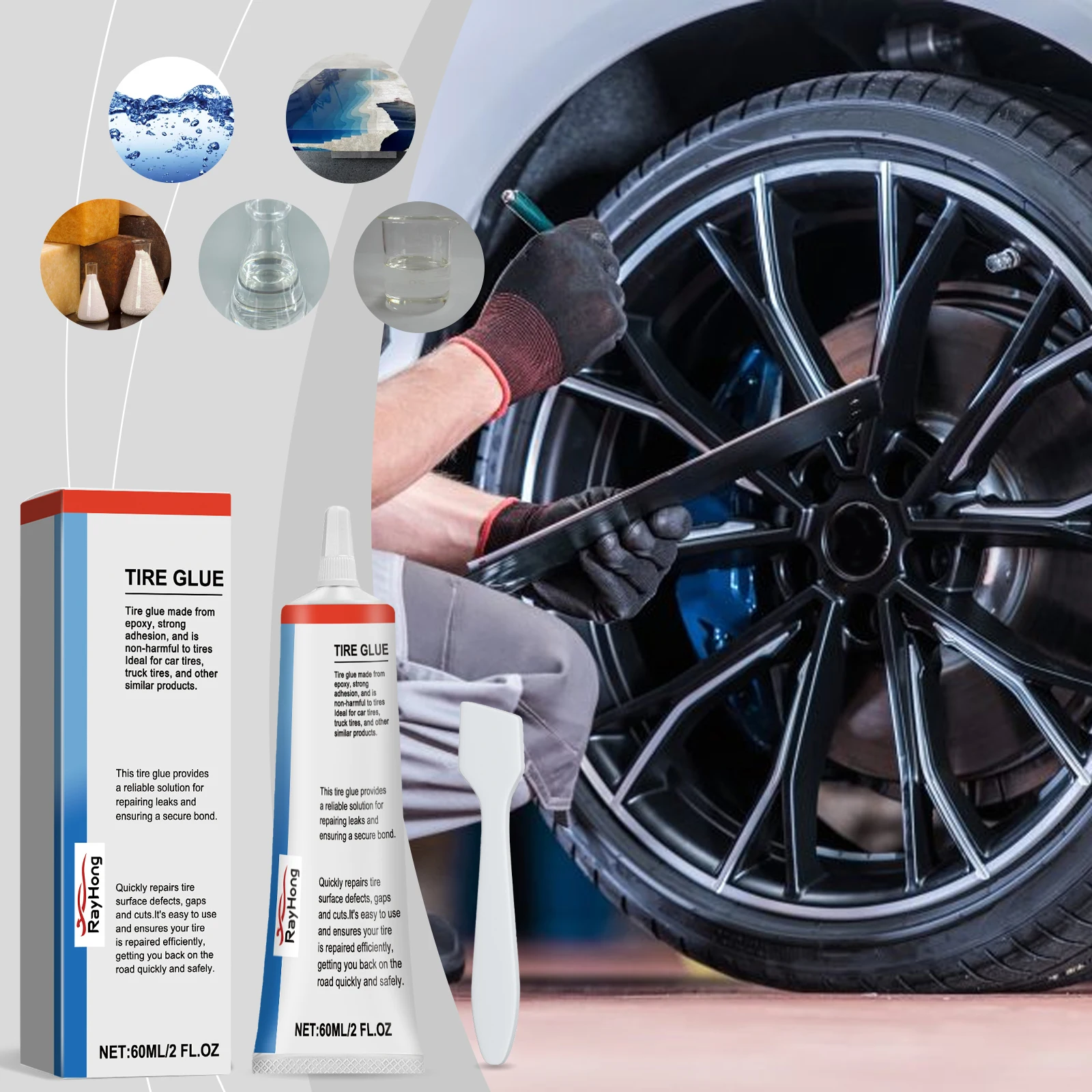 Tire Repair Kit for Repairing Car Tire Side Cracks, Scratches,Soft Repair Glue Prevent Oxidation, Fine Lines Cracks, Bulges