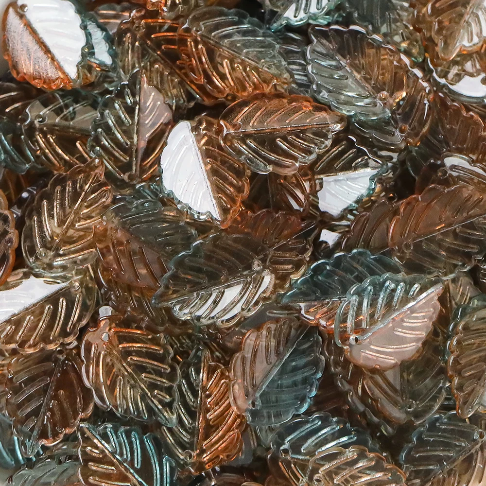 10/20pcs 17x24mm bunte Glas Erdbeer blätter Charms Anhänger für DIY Schmuck machen Ergebnisse Zubehör – Detail 8