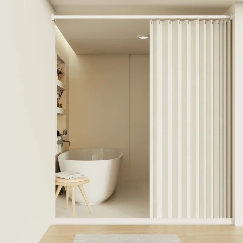 ستارة دش قابلة للطي للحمام الأكثر مبيعًا عبر الحدود، بدون ثقب، ستارة تقسيم غير مرئية مقاومة للماء، درع الحمام