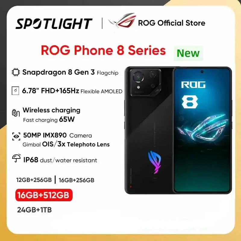 2024 nový ASUS ROG telefon 8 herní telefon snapdragon 8 gen 3 165hz e-sports obrazovka 5500mah baterie bezdrátový nabíjení mobilní telefon