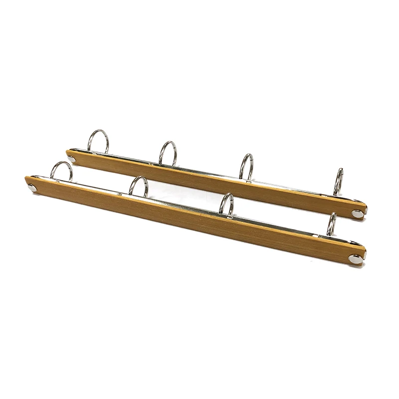 A4 Metal Ring Binder Clips with Bamboo Back Panel Detachable Buckle Loose-leaf Binding Strip for Data Book Album Diary Notebook