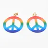 Fashion Hippie Costume Jewelry Set 60s 70s Rainbow Peace Sign Pendant Necklace Earring Decoration Gift for Friend Sister 3