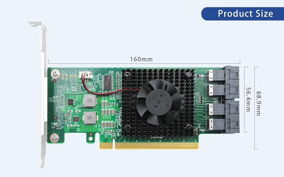 PCIe3.0 x16 auf 4 x U.2 NVMe SSD-Switch-Adapter mit PLX8747-Controller, erfordern Sie den Motherboard-Gabelung nicht – Detail 5