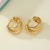 86297-75d6a3.jpg Boucles d'oreilles créoles épaisses en acier inoxydable pour femmes et filles, couleur or, Double anneau, goutte géométrique épaisse, bijoux de déclaration, cadeau