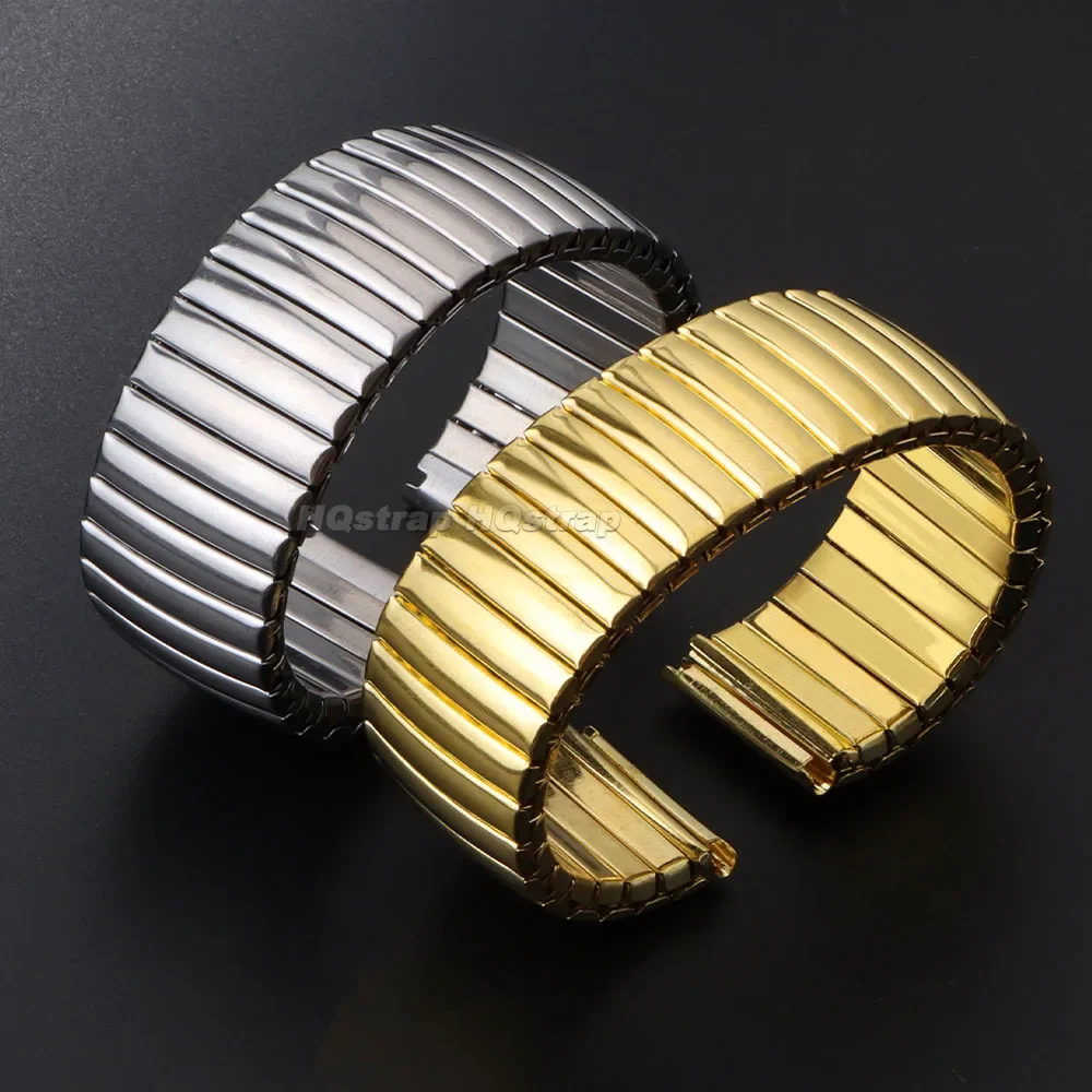 Premium Stainless Steel Elastic Watchband - Metal Stretch Expansion Strap