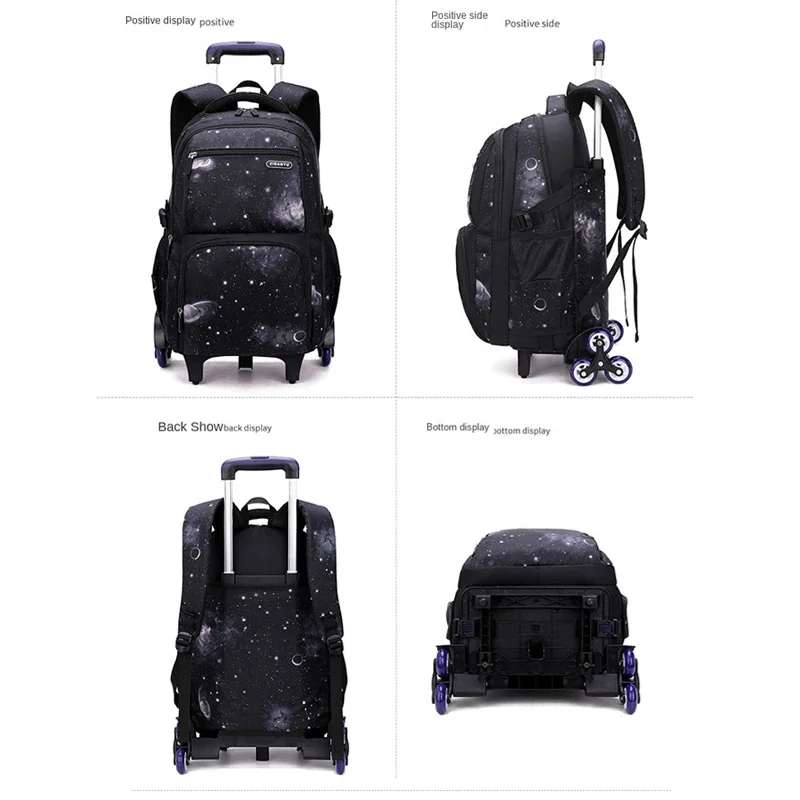 School Bag Kids Rolling Backpack for Boy Wheeled Backpack School Bag With Wheels Trolley Bookbag Carry on Luggage with Lunch Bag 4