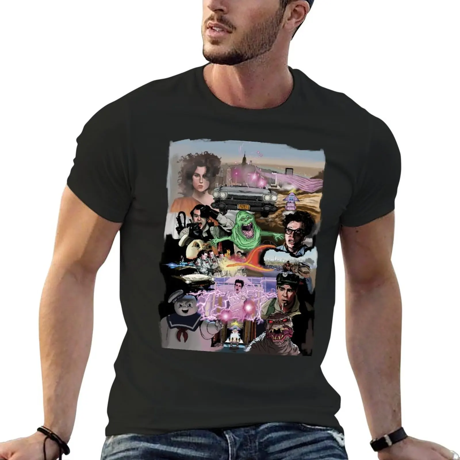 Ghostbusters Comic Montage T-Shirt Ventagli Sportivi Abbigliamento Estetico Customizeds Anime Abbigliamento Uomo