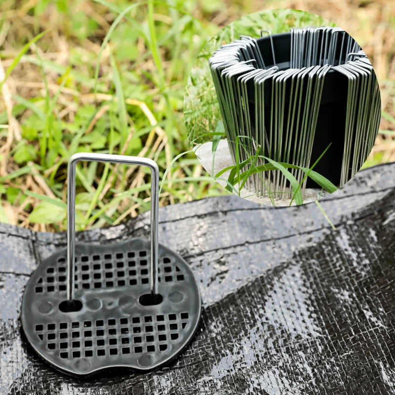 40/80Pcs 버퍼 와셔가있는 U 자형 접지 페그 잡초 풍경 패브릭 그물 정원 잔디 액세서리 고정을위한 정원 페그