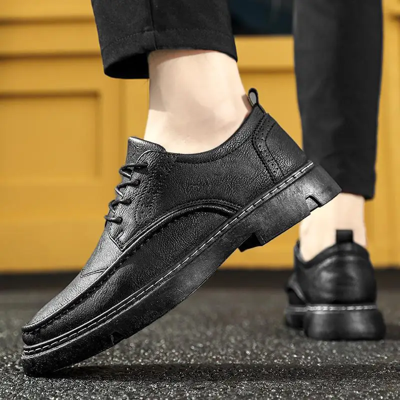 

Men's Shoes 2023 Autumn New Trendy British-Style Leather Shoes Men's Boys Breathable Soft Bottom Business Casual Shoes