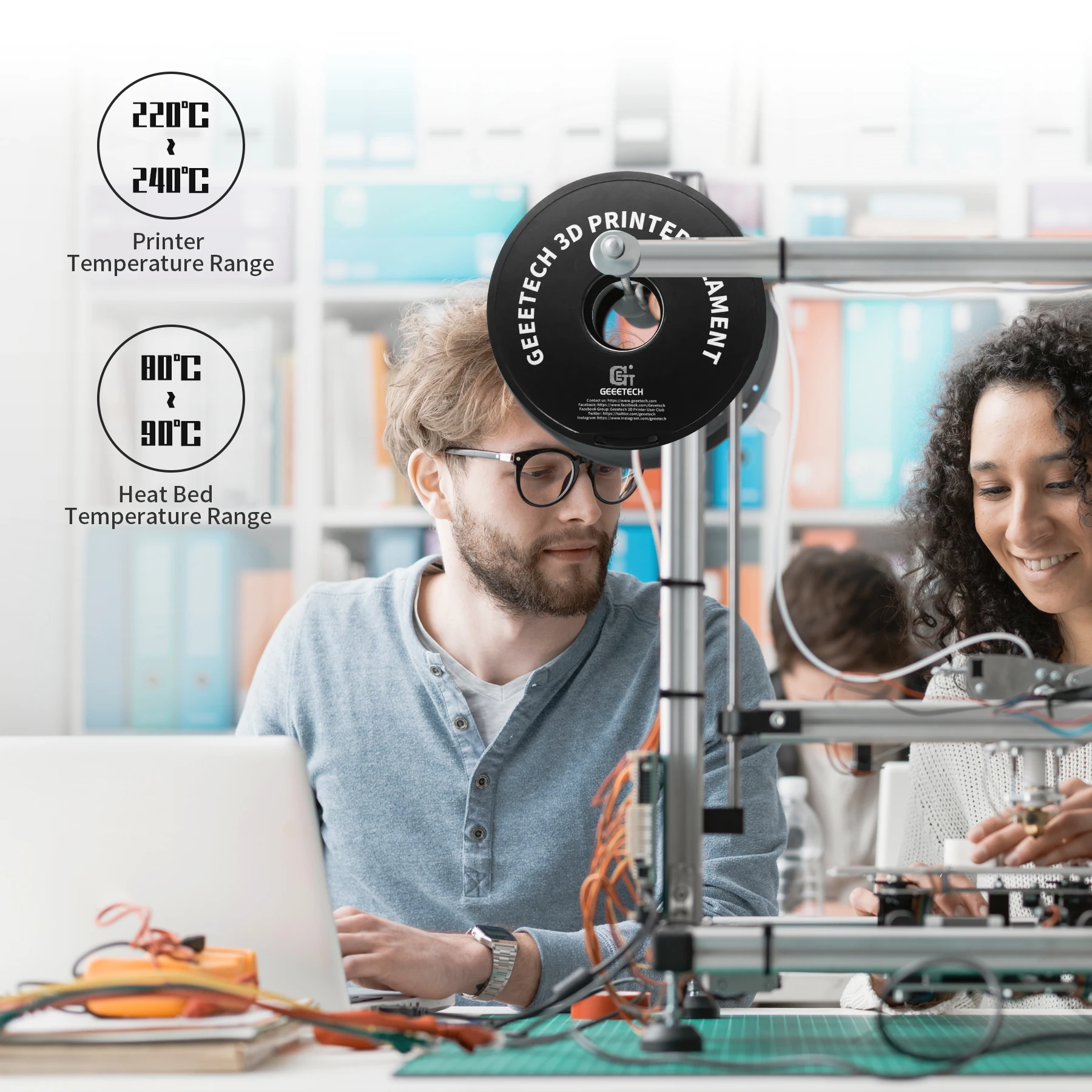 Geeetech PETG 1kg 1.75mm Filament 3d print wire Vacuum Packaging Local Warehouses Colorful Plastic for most FDM 3D printer