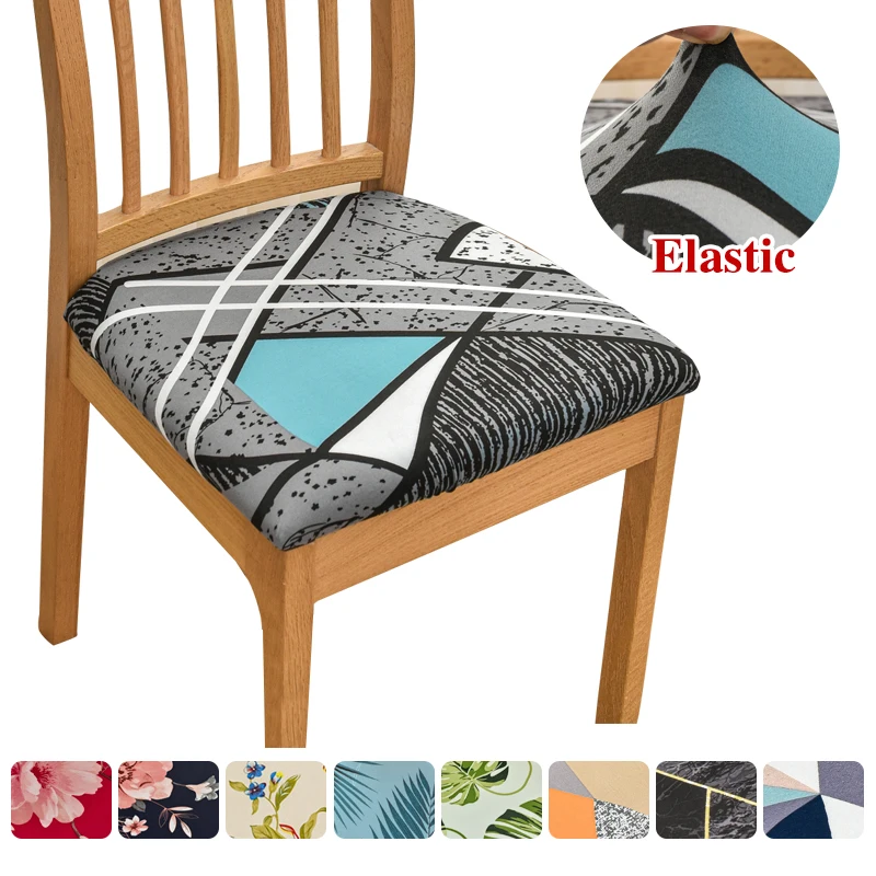 ElasticPlainPrintedChairCoverSeatCushionCoverforChair