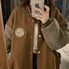 Lazy Style Baseball Jacket for Women in Autumn and Winter, Plush and Thickened Fashion Retro Loose Fitting  Jacket 4
