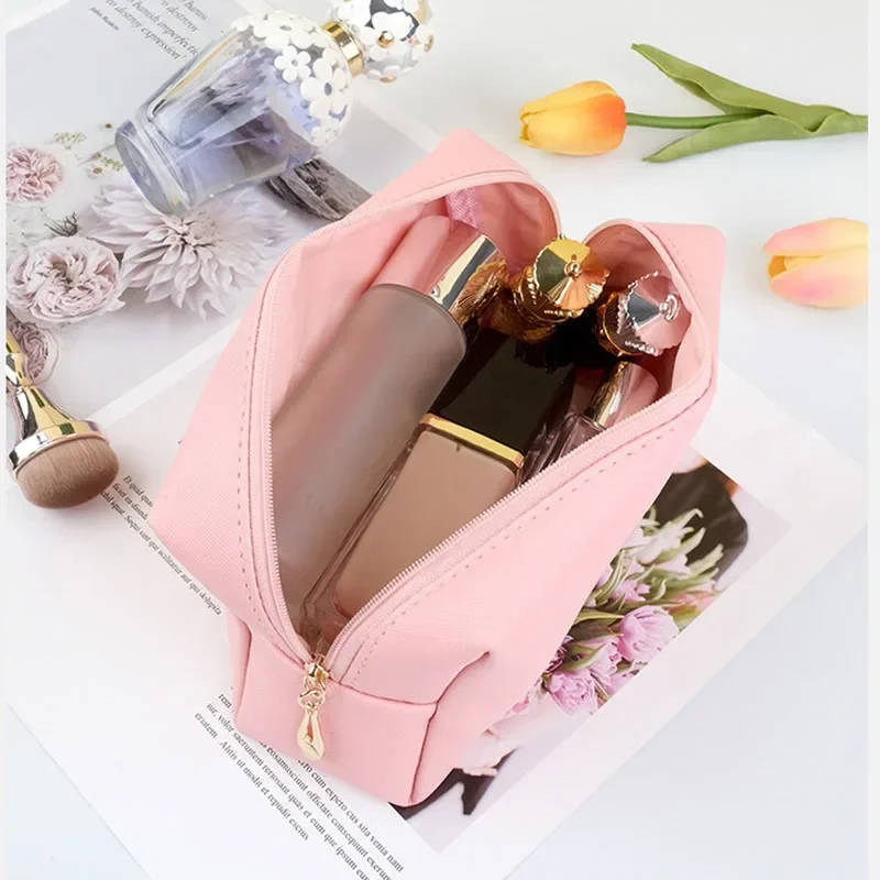 PU Leather Travel Cosmetic Bag Makeup BagTravel Wash Toiletry Organizer Purse Storage Handbag for Women Girls Make Up Pouch 3