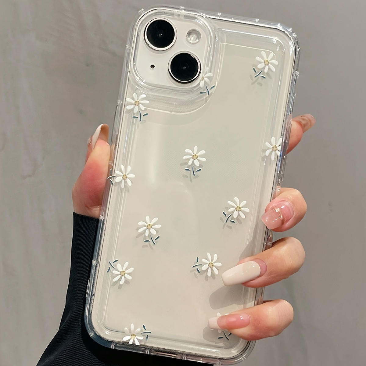 Trendy Flower Pattern Transparent Case For iPhone 16 15 Pro Max 14 13 12 11 Mini XS X XR 7 8 Plus SE2 Soft Clear Anti-Fall Cover