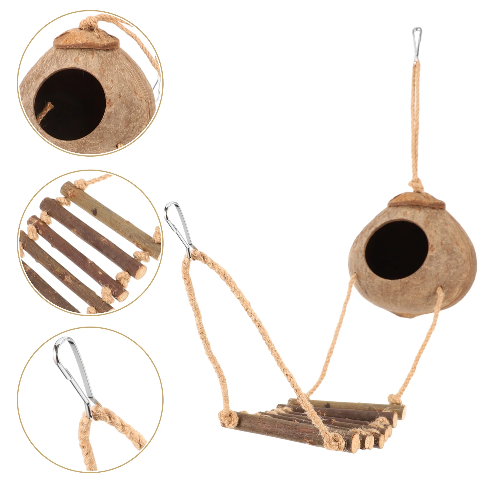 

Reptile Gecko Ladder Hide Hut Husk Tank Accessories House Cave Crested Nesting Bird Hideout Hiding Hideouts Terrarium Lizard