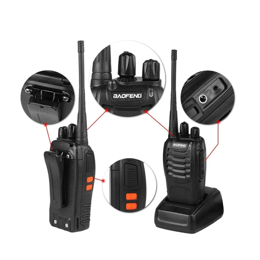 wholesale walkie talkie 2pcs BF 888s UHF 400-470MHz long range two way radios baofeng 16 channels USB charging with earpiece