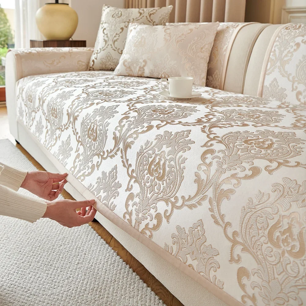 High Precision Jacquard Sofa Cover Towel Luxury Universal Non-slip Sofa Mat Pad Modern Washable Couch Slipcovers Living Room 3