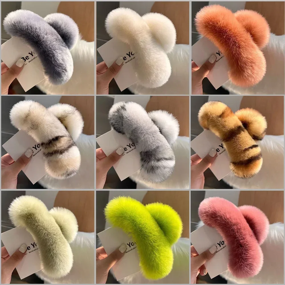 

2023 Cute Green Plush Claw Acrylic Hair Clip Artificial Fur Hair Clip Women's Crab Headwear Girls' Hair Accessories Crab Claw