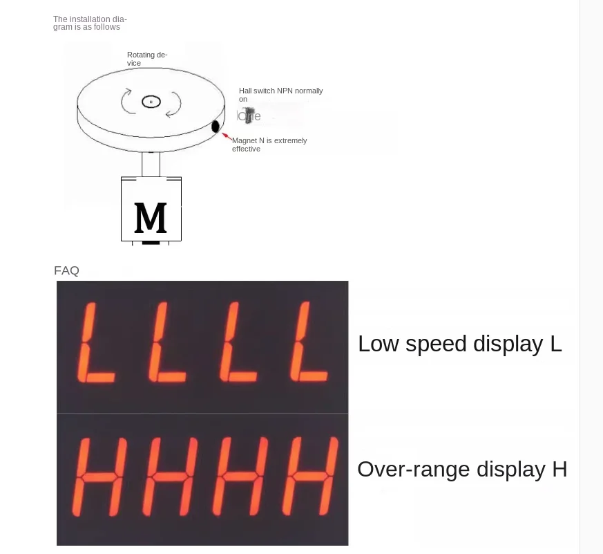 Description Picture 3 of itemDC8-24V LED Tachometer RPM Speed Meter With Hall Proximity Switch Sensor NPN Speed Measuring Instruments