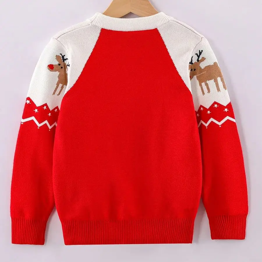 어린이 캐주얼 탑 니트웨어 엘크 니트 스웨터 풀 슬리브 O 넥 따뜻한 크리스마스 풀오버 키즈 의상 새해 옷