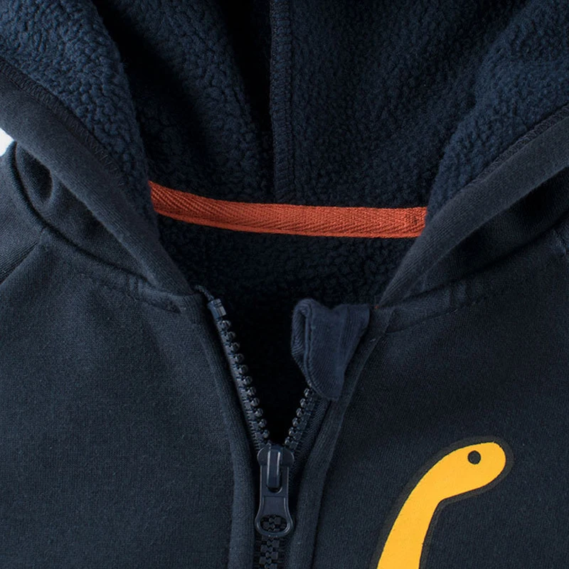 Cartoon Dinosaur Outerwear Boys Spring Children's Zipper Velvet Jackets Fashion Long Sleeve Warm Hoodies Kids Coats kids jackets