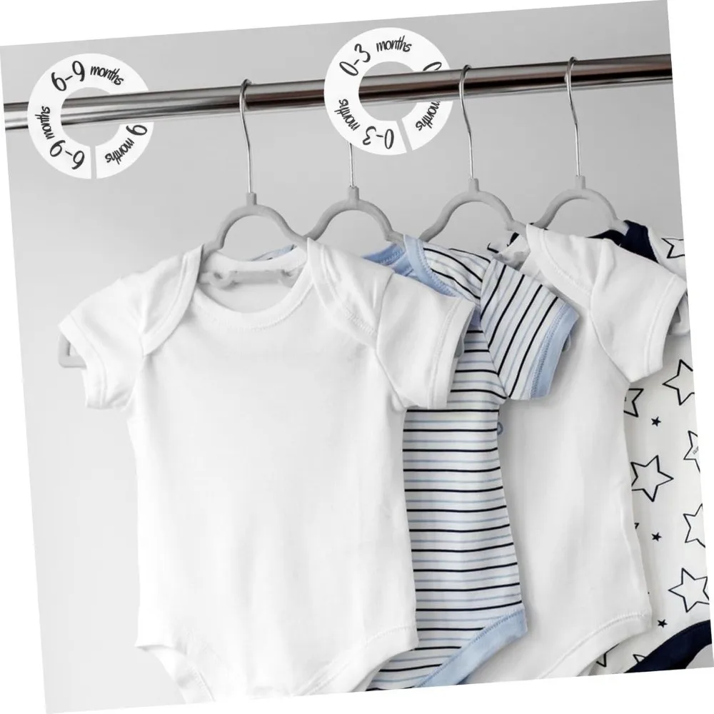 68/9Pcs 정리용 옷걸이  옷 사이즈 분리기 DIY 공예 라운드 옷장 분리기 0-24개월 플라스틱 의류 라벨