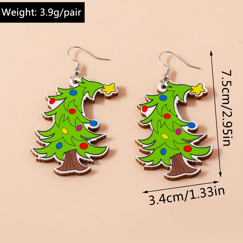 Aihua Neue Weihnachtsohrringe aus Holz für Frauen, niedlicher Weihnachtsmann, Schneemann, Schneeflocke, Hirsch, Baum, Ohrringe, Neujahrsparty, Schmuck, Geschenke – Detail 38