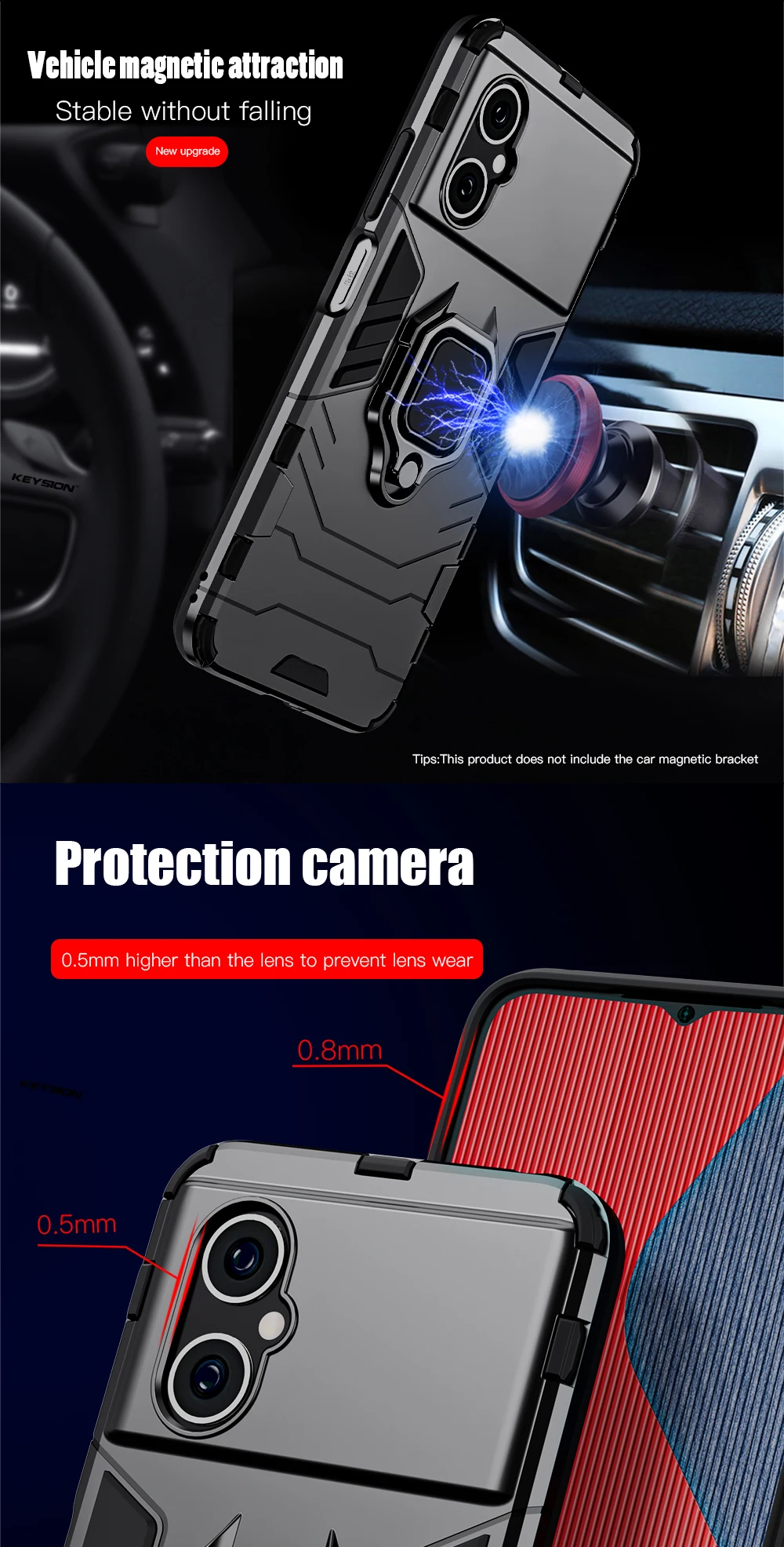 Custodia antiurto KEYSION per Xiaomi POCO M4 5G in silicone + PC con supporto ad anello in metallo per telefono cellulare per POCO M4 Pro 4G 5G_voghion.com