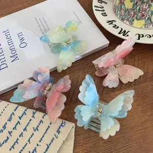 Elf Acetate Butterfly Hair Claw Fashion Colorful Candy Color Butterfly Hair Clip Headdress Cute Hairpin Large Shark Clip Girl