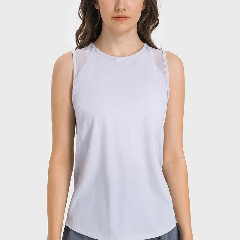 Hip Length Sculpt Tank Top Sweat-wicking Classic Fit Sleeveless Shirts Four-way stretch Mesh Lightweight Running Vest Gym Wear 4
