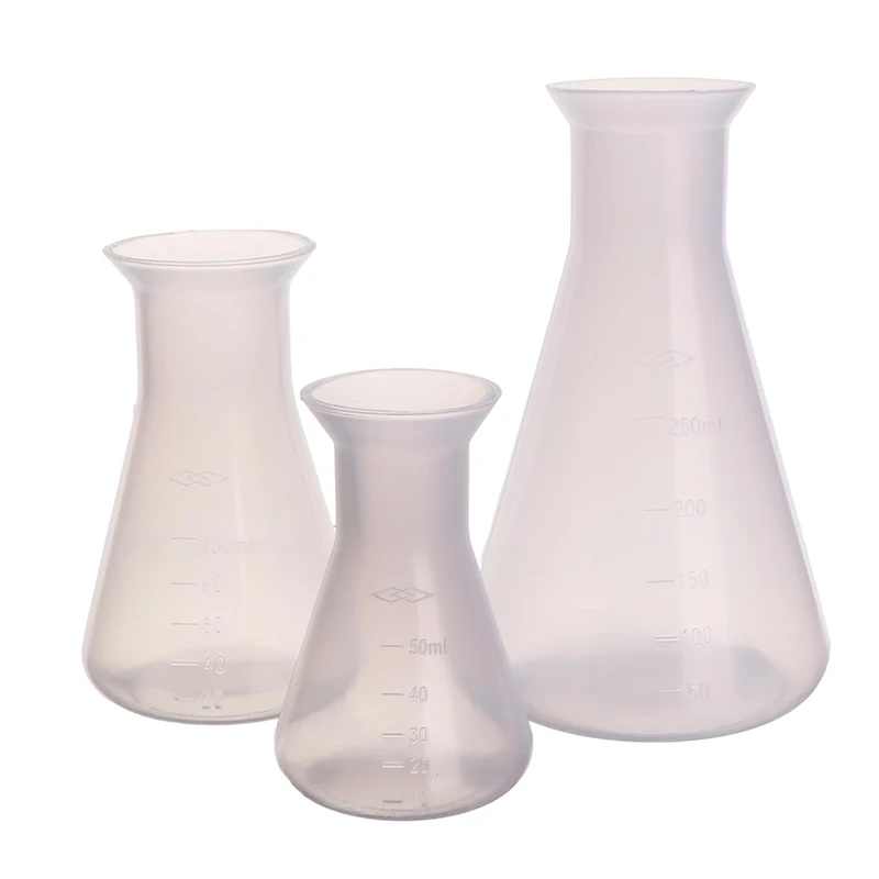 

1Pc 50/100/250ml Plastic Erlenmeyer Flask Narrow Neck Conical Triangle Flask Chemistry Laboratory Analysis Instrument