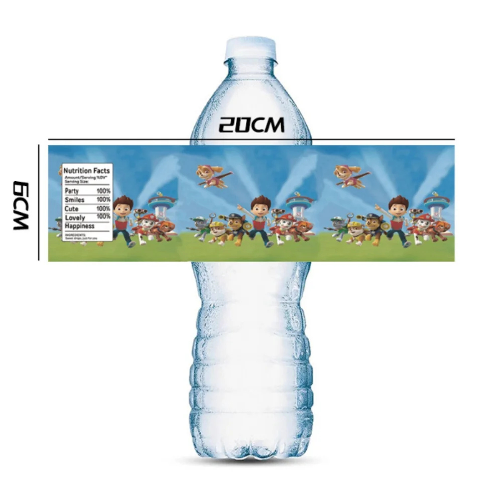 Paw Patrol Water Bottle Labels Stickers Dogs Wine Champagne Candy Wrap Kids Boys Birthday Party Decorations Supplies Gifts Toys