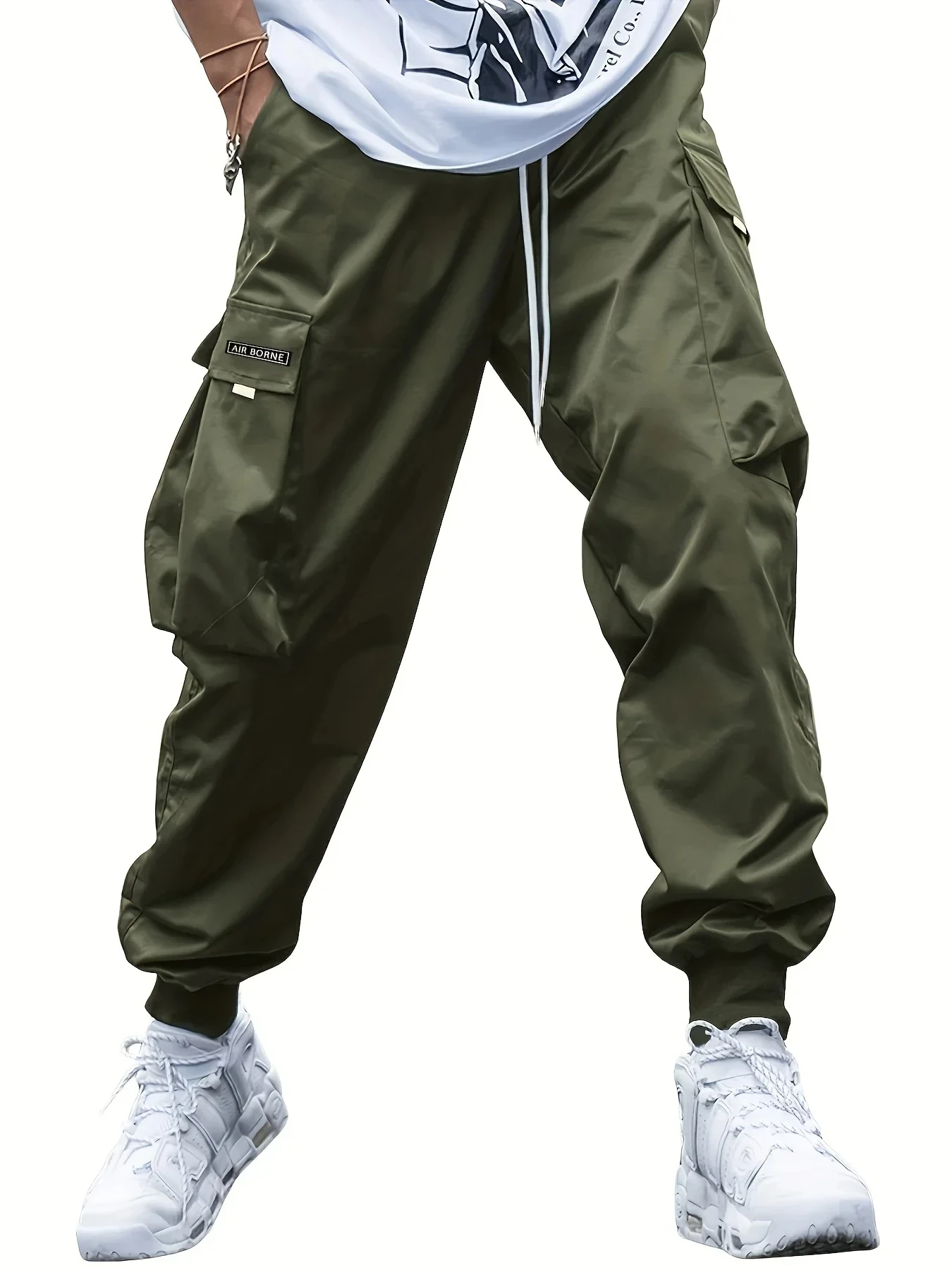 Plus Size Spring Summer Men Casual Cargo Pants Pockets Black Loose Out Door Elasticity Sports Oversize Pants 46 48 50 52 6