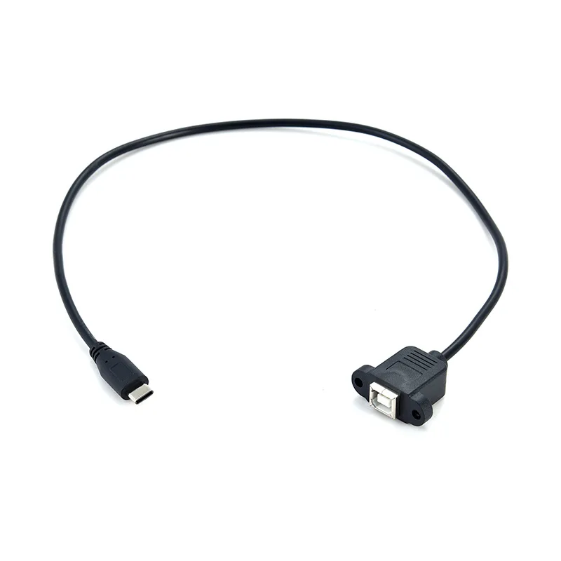 Cavo Prolunga USB 2.0 Per Stampante - B Maschio A B Femmina, Angolo 90 Gradi, Con Vite Per Pannello - 0,5 Metri - Ideale Per Scanner, CNC, Banche, HP, Canon, Epson