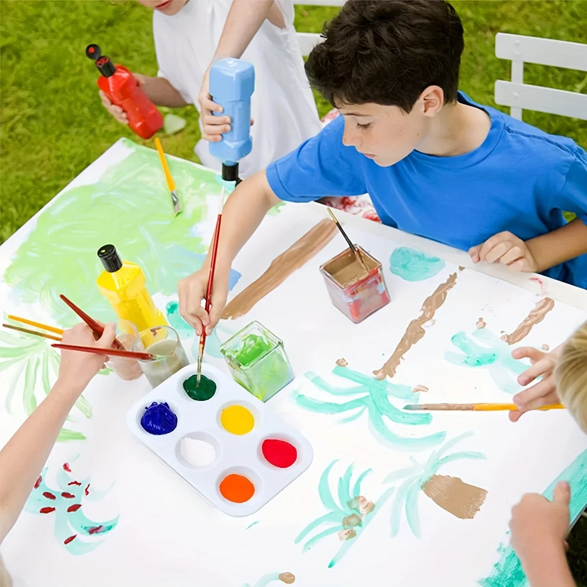 2/8/12/20/50/100 Pcs White Plastic Paint Palette 6 Well Watercolor Palette Rectangular Paint Tray Paint Mixing Palette 5
