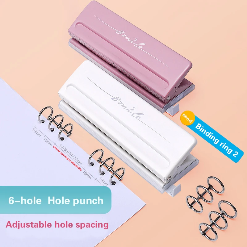 6Hole Adjustable Puncher Paper Cutter Punch for A7 A6 A5 B5 DIY Loose Leaf  5.5mm Hole Punch Machine Six Ring Binding Accessories - AliExpress