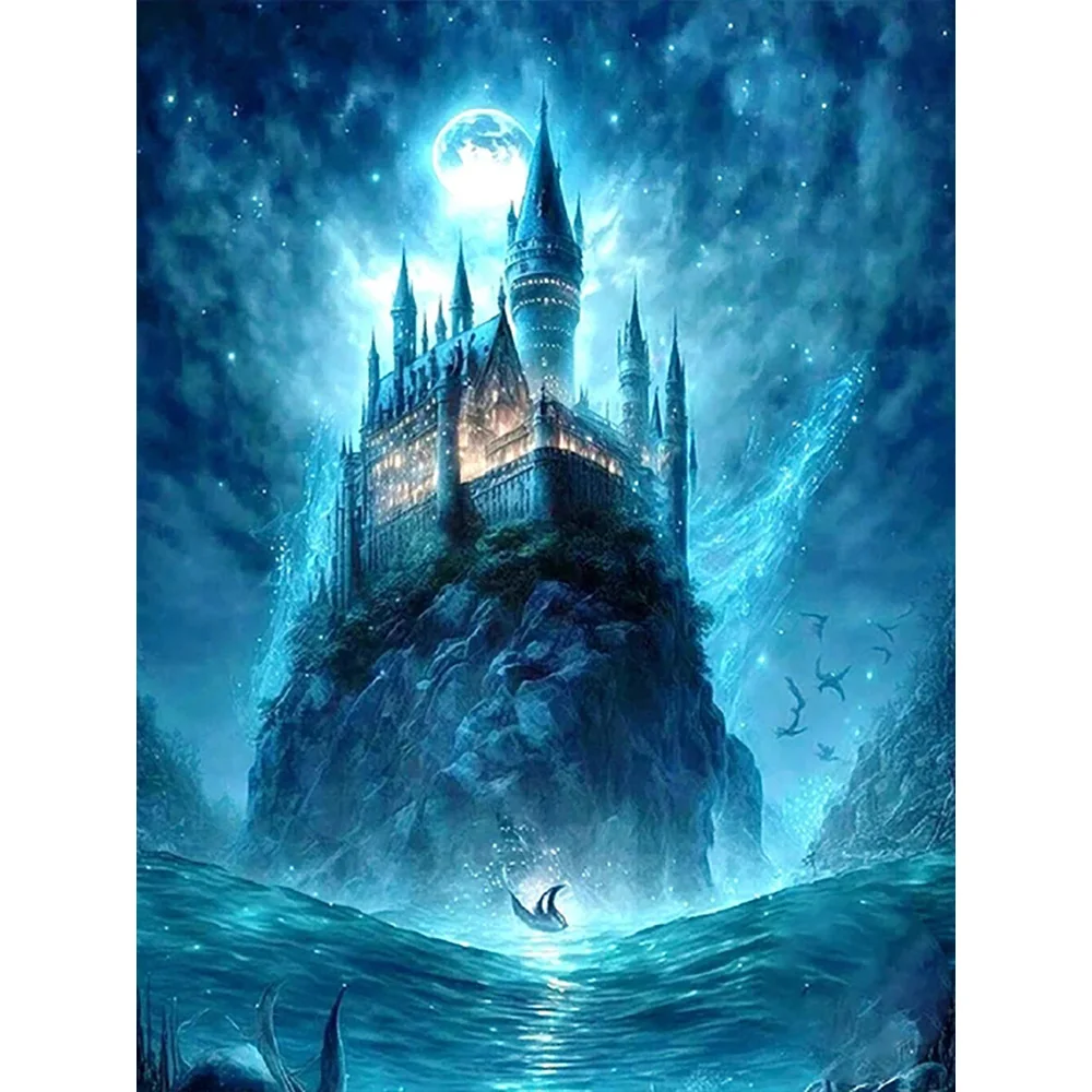 Harry Potter Magic Castle - Full Round Diamond Painting - 40*50CM(Canvas)