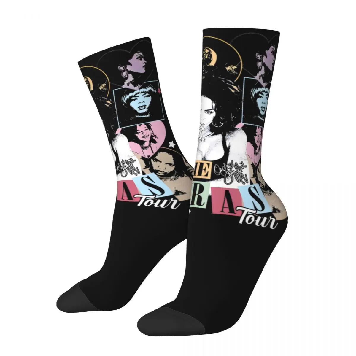 

Men Lauryn Hill Fugees The Famous Band Rock Music Socks Soft Fashion Socks Hip Hop Merch Middle TubeSocks Small Gifts