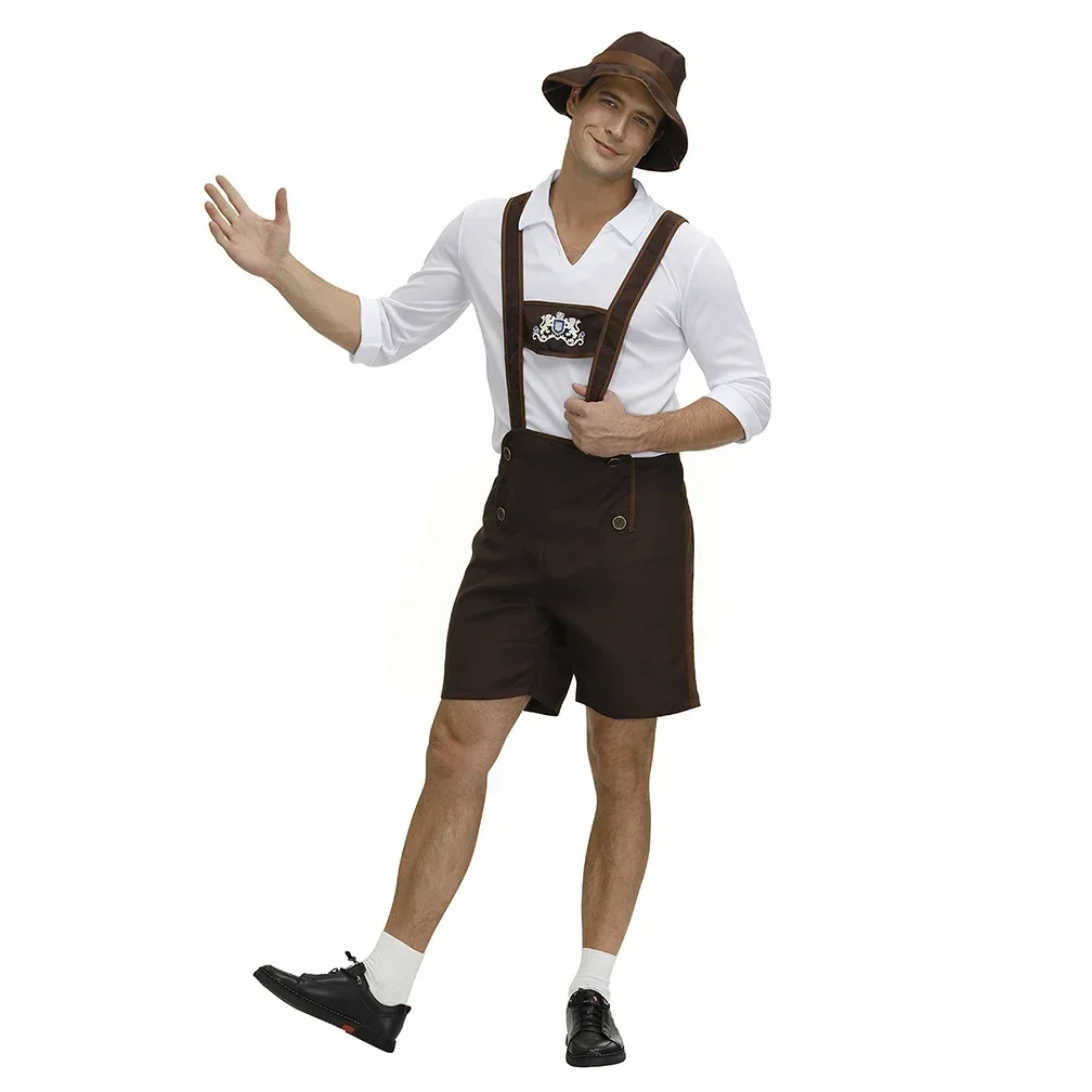 Bavarian Costume Men's Oktoberfest Outfit Lederhosen Mens Costume Beer Fancy Dress Halloween Costumes for Men Cosplay Disguise